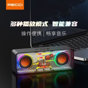 锐思RSK-W382.HIFi音质炫彩RGB七彩灯效随音乐舞动双喇叭设计超强立体声蓝牙音箱