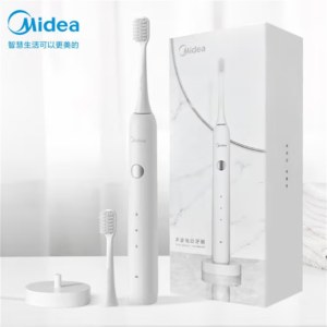 美的（Midea）电动牙刷男女成人软毛声波全自动送礼物 防水感应式充电 2刷头 MR1系列冰川白 MC-AJ0101