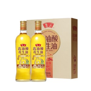 鲁花高油酸花生油5S物理压榨一级食用油 750ml*2瓶精装礼盒