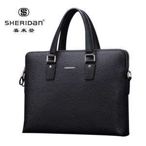 喜来登（SHERIDAN）专柜款牛皮商务男士黑色时尚手提包/公文包NL160936S黑色