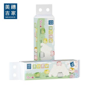美穗吉家(mihooce)亲肤柔韧卷纸本色竹浆厚韧耐70g/卷*12卷*2提