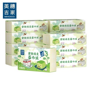 美穗吉家（mihooce）亲肤绵柔面巾纸原生竹浆4层60抽240张/包*12包/提