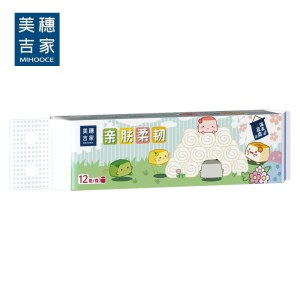 美穗吉家(mihooce)亲肤柔韧卷纸本色竹浆厚韧耐70g/卷*12卷*1提
