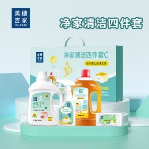 美穗吉家(mihooce)家清套装（洗衣液+除菌剂+油污清洁剂+冰箱除味剂)四件套C