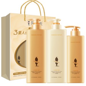 阿道夫人参自然洗发水500g+人参自然沐浴露500g+人参自然护发素300g
