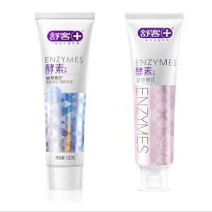 舒客酵素牙膏（樱花味+青柠味）120g*2清新口气去牙渍