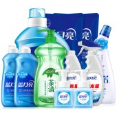 蓝月亮薰亮白2kg+1kg袋*2+洁厕+手洗*2+洗手液255ml*2+油污瓶+瓶补+茶清