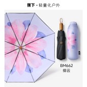 蕉下三折黑胶防晒伞BM662-绯云