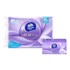 维达棉韧抽取面巾3层XS码100抽×10包提V2866