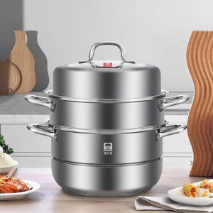 康巴赫304不锈钢蒸锅双层高盖3层28cm KBH28TB1