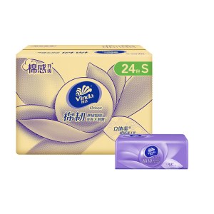 维达 棉韧立体S码抽纸3层90抽24包 V2834-A