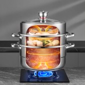 炊大皇30cm计时器定时304不锈钢三层蒸锅ZG30DS