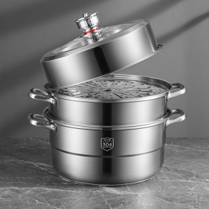 炊大皇30cm计时器定时304不锈钢三层蒸锅ZG30DS