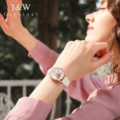瑞士I&W爱沃驰女士星座系列全自动机械表真皮腕表IW573L白色
