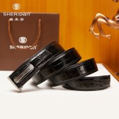 SHERIDAN喜来登男士鳄鱼皮板扣木盒装皮带NL230961S