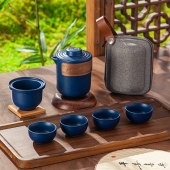 豪爱佳宝石蓝旅行茶具(6件套)HAJ-C2408