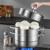 炊大皇30cm计时器定时304不锈钢三层蒸锅ZG30DS