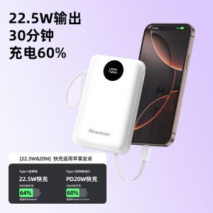 纽曼20000毫安自带线快充数显移动源PM229