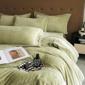 红秀世纺防静电德绒四件套复古绿HX2308-T001