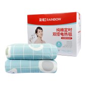 彩虹双控双温定时除螨单面纯棉双人电热毯2*1.8米 1588（花色随机）