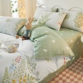 红蜻蜓时尚全棉四件套-春光绿叶HQT-1027DZ