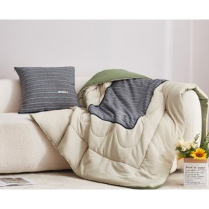 天琴不染砂洗提花抱枕被-牛仔蓝TQ-J70