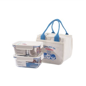 乐扣乐扣玻璃饭盒两件套（保鲜盒+便当包）白色LNG429S601