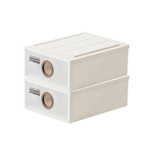 茶花16L抽屉式收纳盒储物箱B450S两只装990053