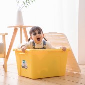 茶花塑料衣物收纳整理箱58L黄色3个装带轮990138黄