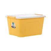 茶花塑料衣物收纳整理箱58L黄色3个装带轮990138黄