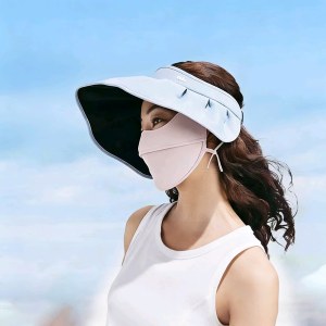 蕉下凉感护眼角防晒口罩粉+蕉下黑胶贝壳防晒帽蓝