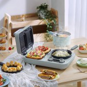 小熊（Bear）多士炉双盘定时多功能四合一早餐机【可拆更换】双烤盘+煎盘+煮锅DSL-C10M1