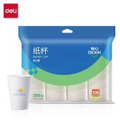 得力LL18纸杯250mL(白色)(100只/袋)