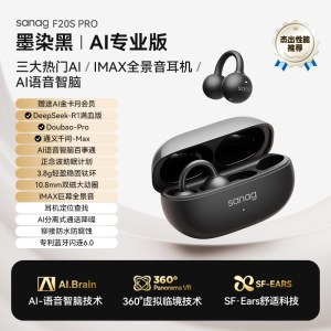 塞那耳夹式长续航运动AI通话降噪气骨传导蓝牙耳机-墨染黑F20SPro