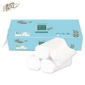 清风植萃纯品4层加厚750克无芯卷纸一提10卷一箱10提*10卷