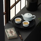 宏裕君子·茶与壶皮盒套装(5头）经典玉青釉开片HYCY1022