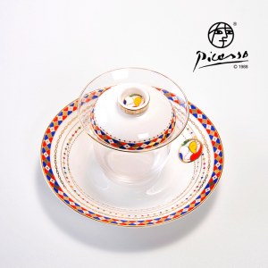毕加索高档艺术茶具礼盒（茶杯4个公杯1个盖碗1套）P239-08T