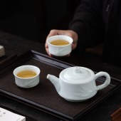 宏裕君子·茶与壶皮盒套装(5头）经典玉青釉开片HYCY1022