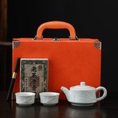 宏裕君子·茶与壶皮盒套装(5头）经典玉青釉开片HYCY1022